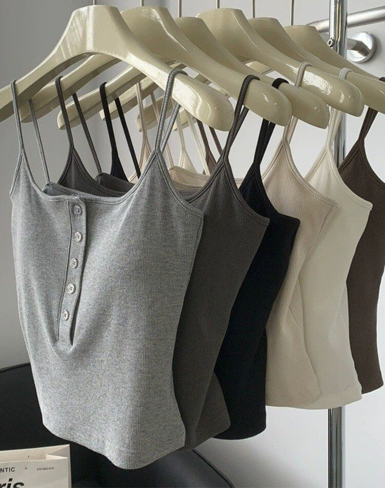 ブラカップ付き ヘンリーネック クロップド丈 キャミソール

