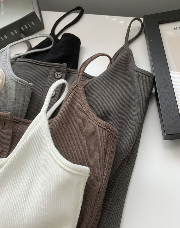 ブラカップ付き ヘンリーネック クロップド丈 キャミソール

