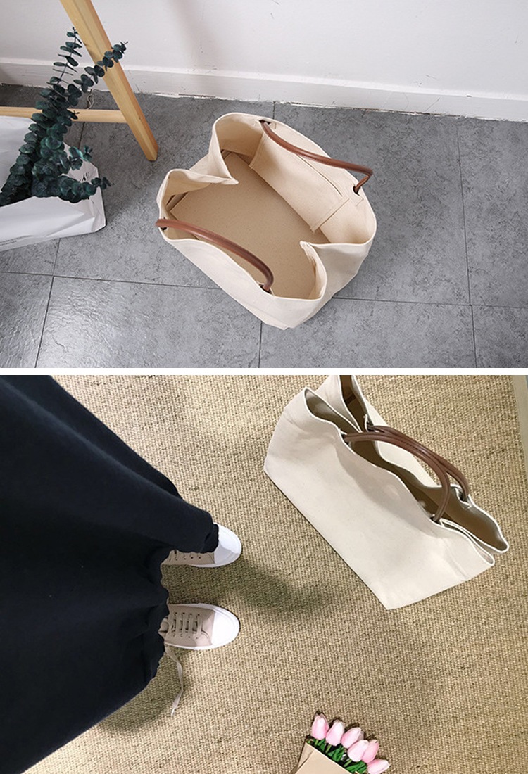 大きめ ナチュラル キャンパスバッグ