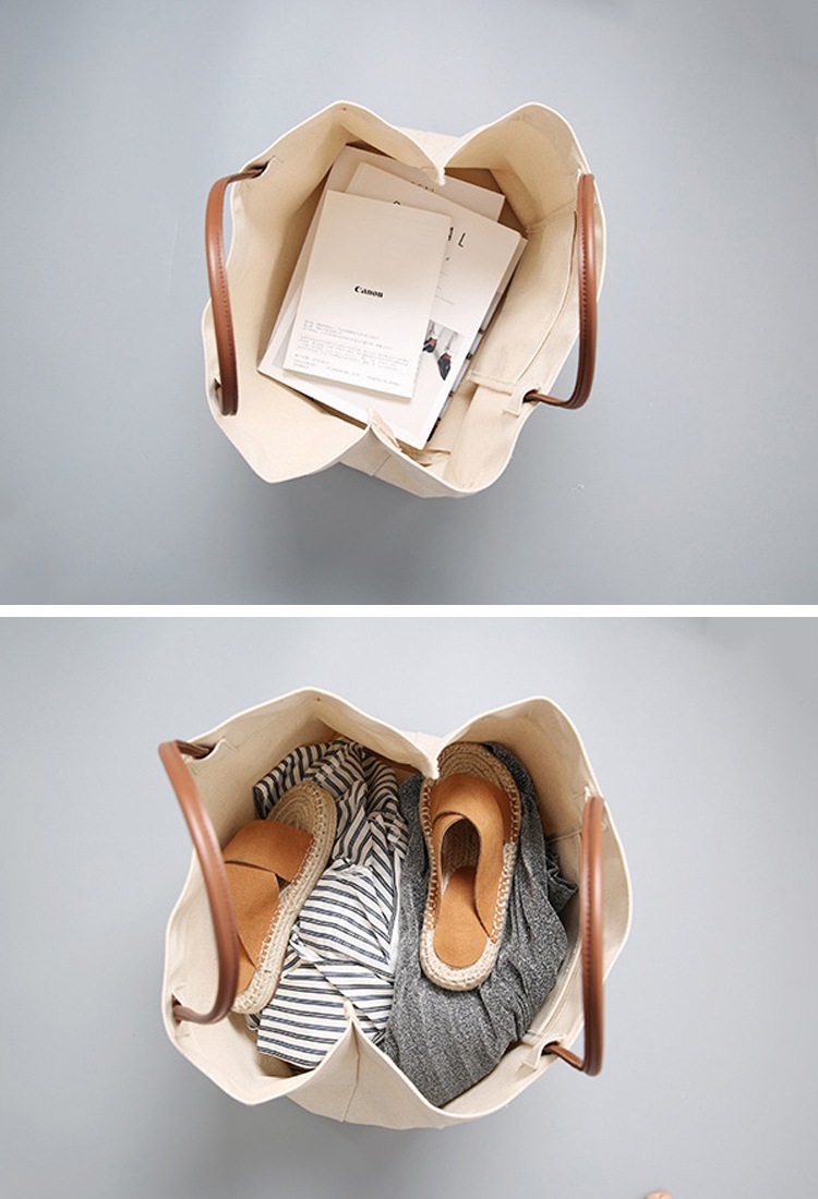 大きめ ナチュラル キャンパスバッグ