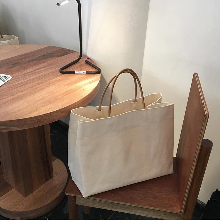 大きめ ナチュラル キャンパスバッグ