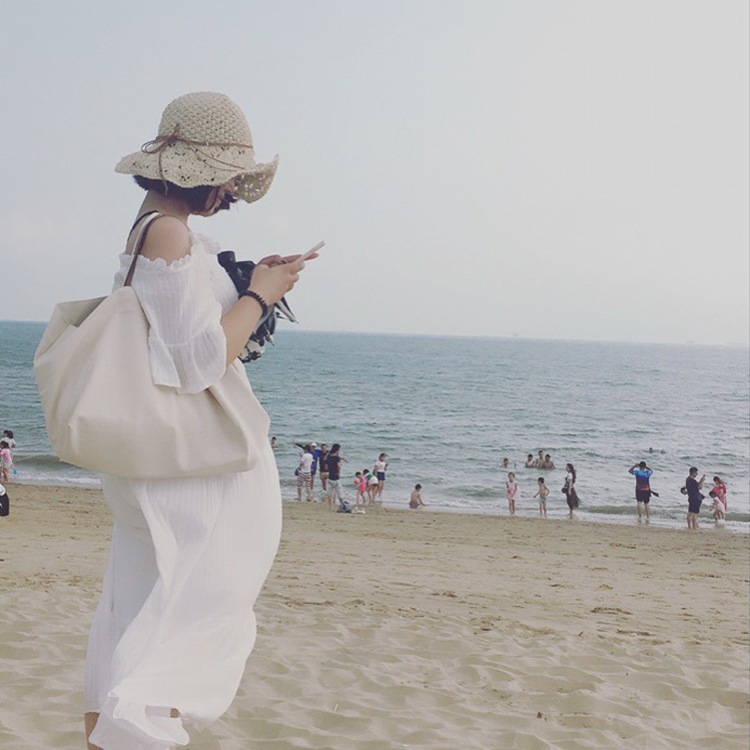 大きめ ナチュラル キャンパスバッグ