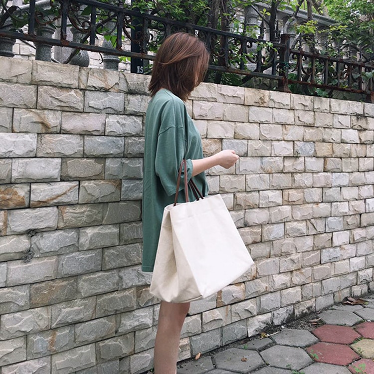 大きめ ナチュラル キャンパスバッグ