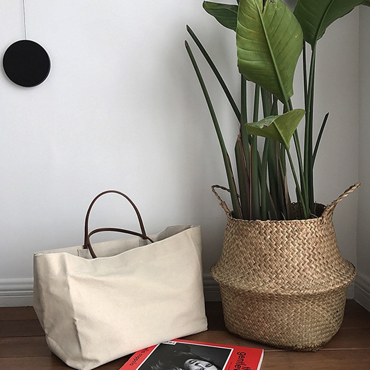 大きめ ナチュラル キャンパスバッグ