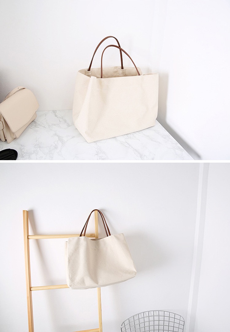 大きめ ナチュラル キャンパスバッグ