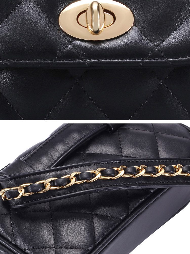 ブラック ボディバッグ チェーン付き CHARLES & KEITH フロントフラップ チェーンハンドルクロス