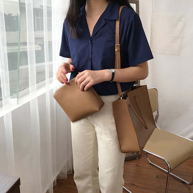 シンプル 大容量 ショルダーバッグ