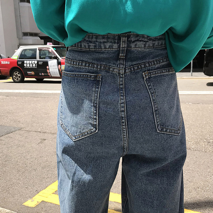 ボーイッシュスタイル ハイウエスト×ギャザー デニム パンツ