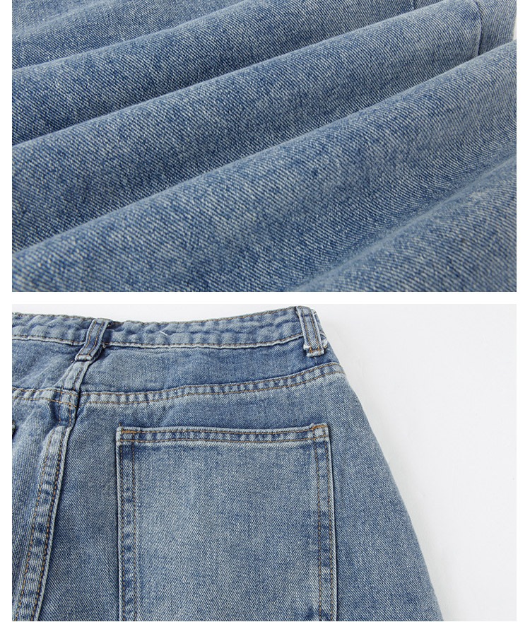 ボーイッシュスタイル ハイウエスト×ギャザー デニム パンツ