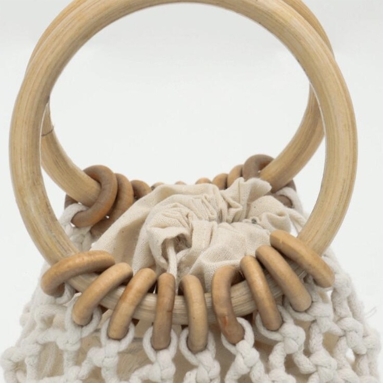 巾着付き メッシュ編み かごバッグ