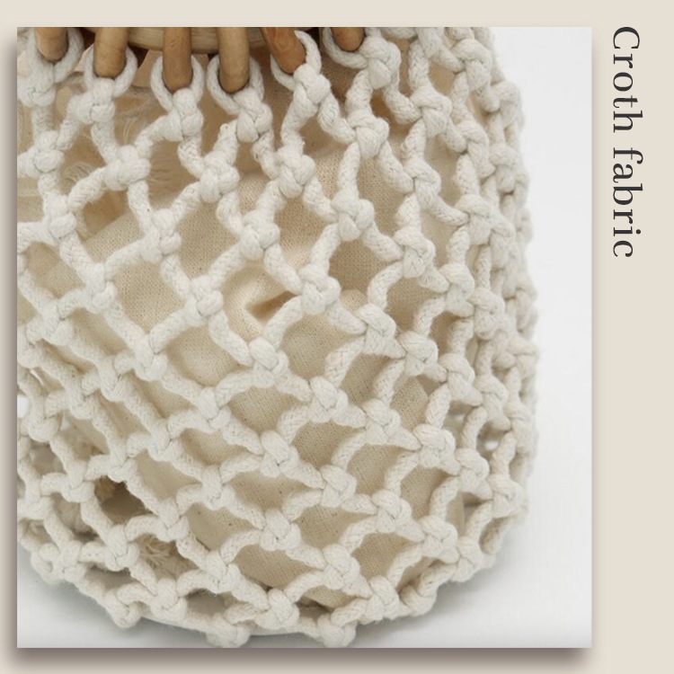 巾着付き メッシュ編み かごバッグ