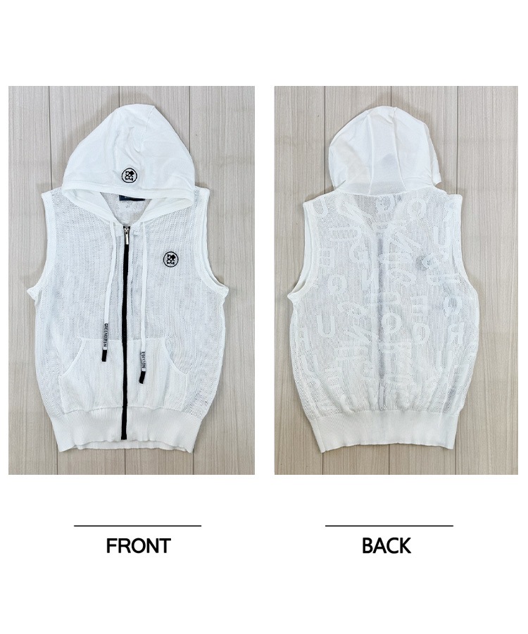 韓国ゴルフウェア フード付き シースルー ベスト