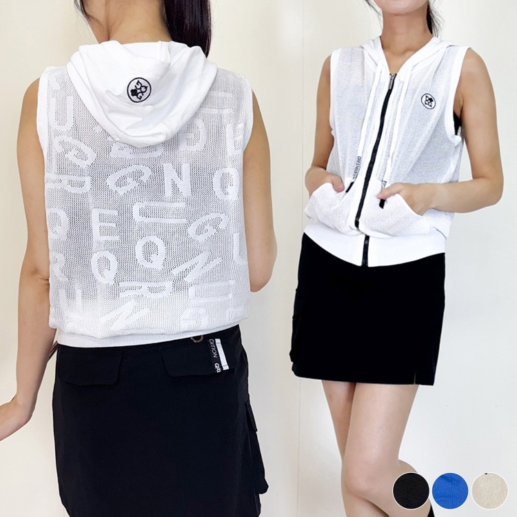 韓国ゴルフウェア フード付き シースルー ベスト