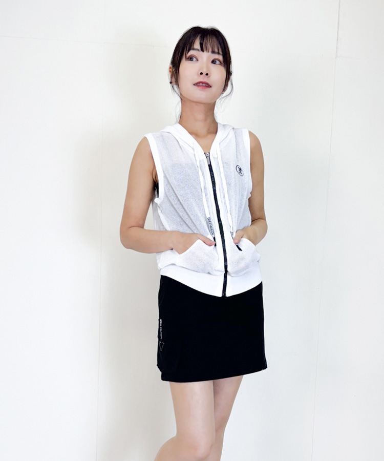 韓国ゴルフウェア フード付き シースルー ベスト