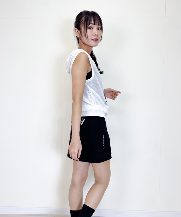 韓国ゴルフウェア フード付き シースルー ベスト