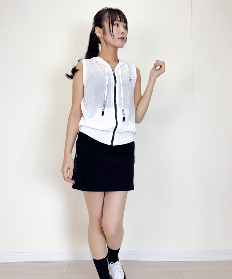 韓国ゴルフウェア フード付き シースルー ベスト