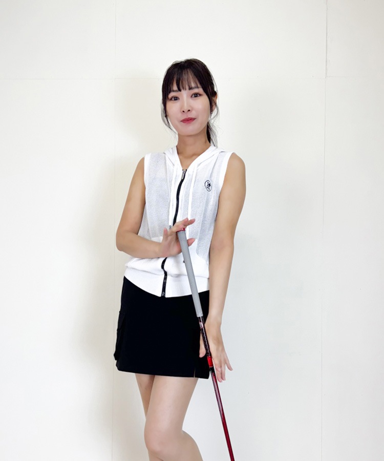 韓国ゴルフウェア フード付き シースルー ベスト