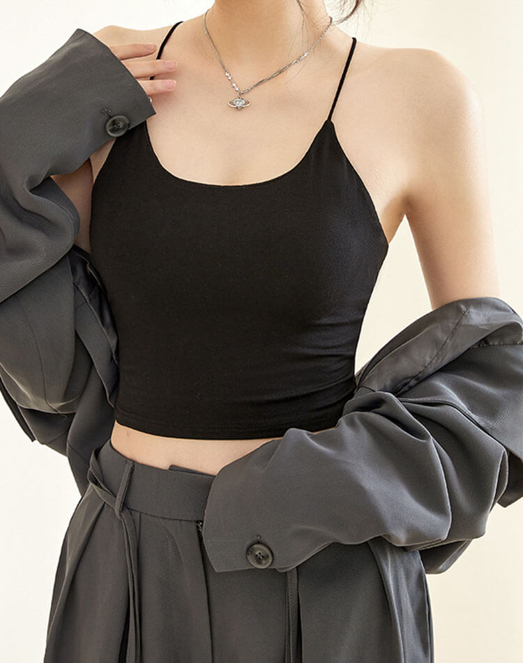 ブラカップ付き バッククロス ショート丈 キャミソール

