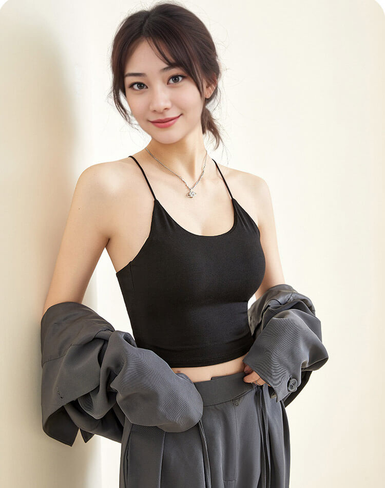 ブラカップ付き バッククロス ショート丈 キャミソール

