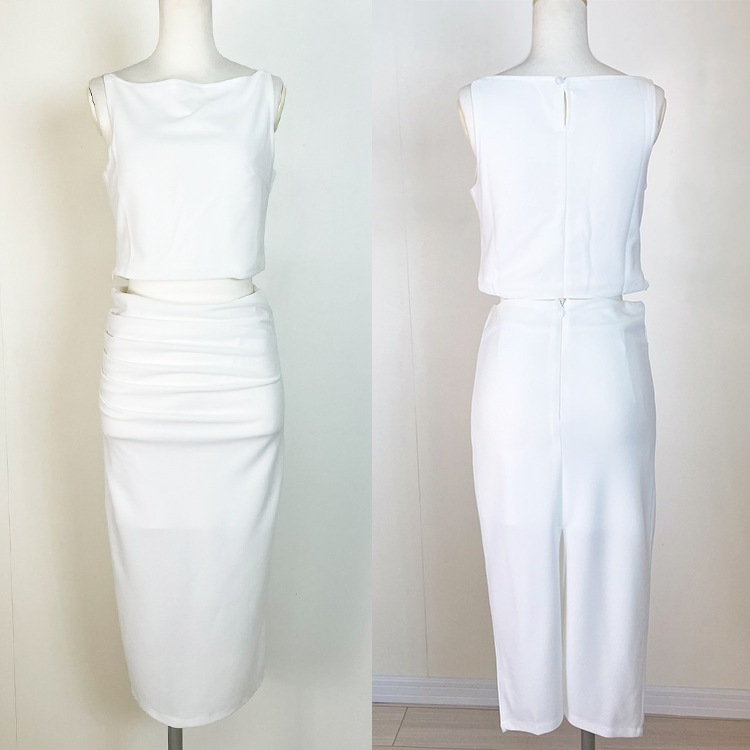 きれいめ ノースリーブ ロングスカート セットアップ