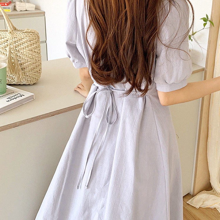 きれいめ フロントボタン ミモレ丈 ワンピース