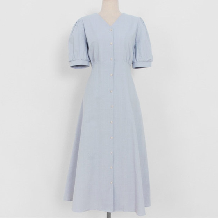 きれいめ フロントボタン ミモレ丈 ワンピース