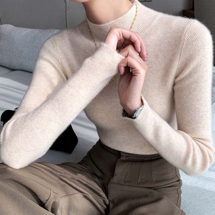 ハイネック フィットタイプ ウール ニット セーター