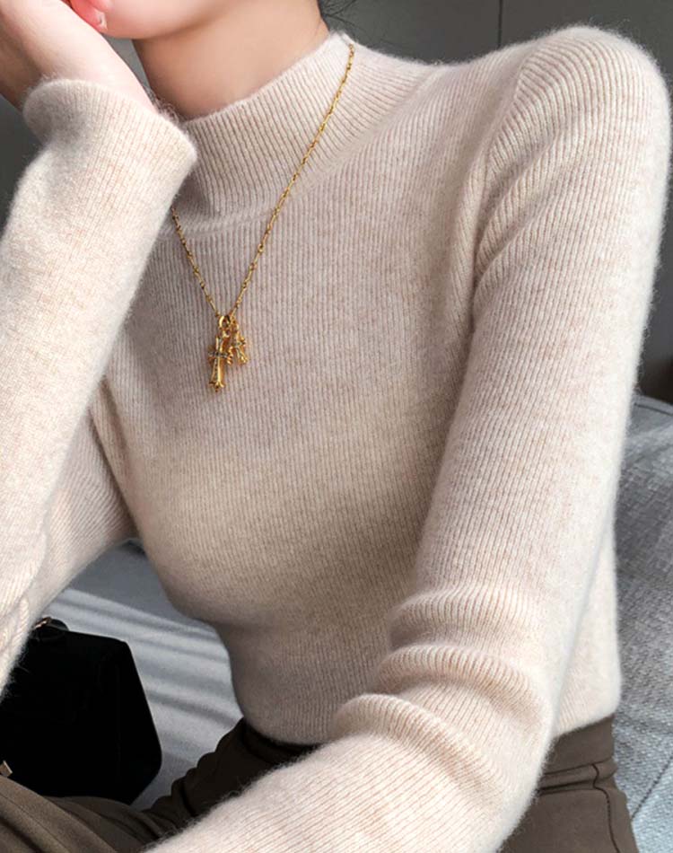 ハイネック フィットタイプ ウール ニット セーター