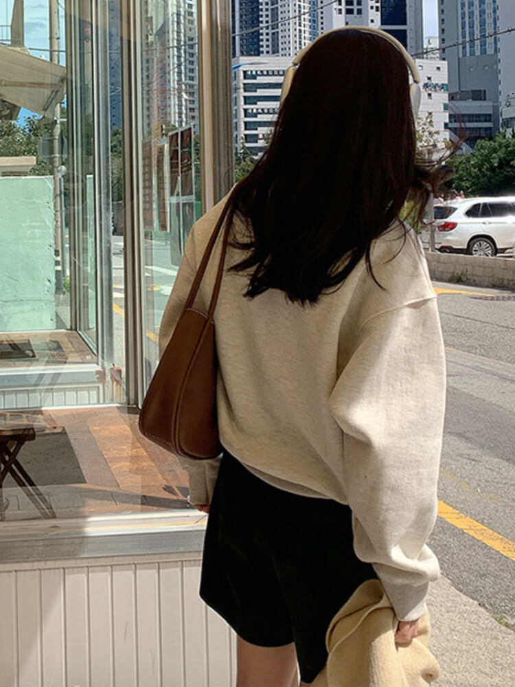 ゆったり 裏起毛 ロゴ スウェット トップス