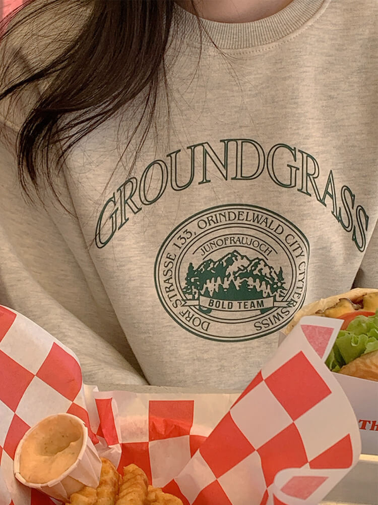 ゆったり 裏起毛 ロゴ スウェット トップス