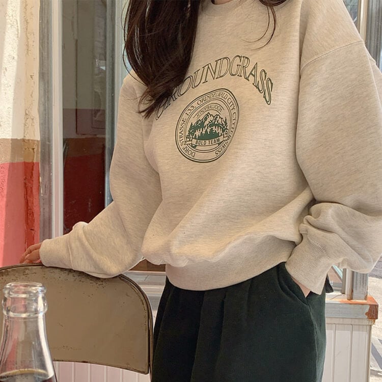 ゆったり 裏起毛 ロゴ スウェット トップス