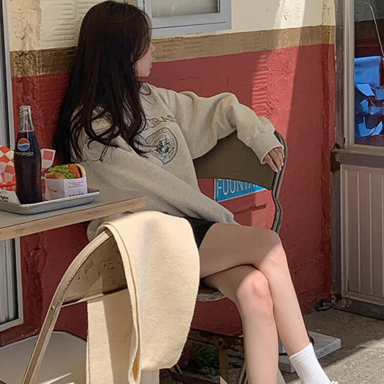 ゆったり 裏起毛 ロゴ スウェット トップス