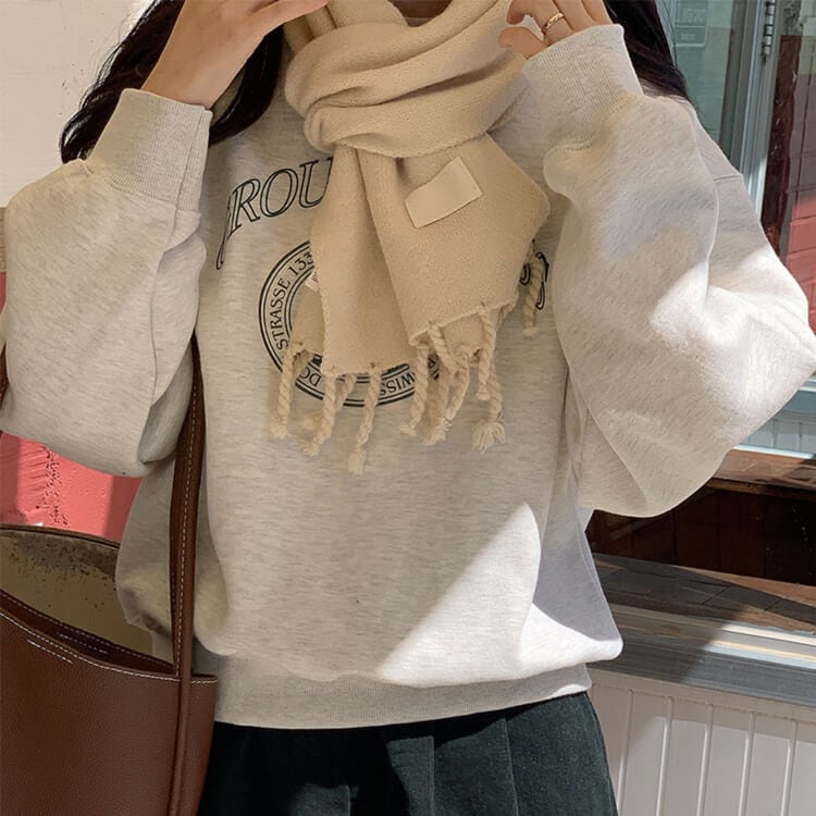 ゆったり 裏起毛 ロゴ スウェット トップス