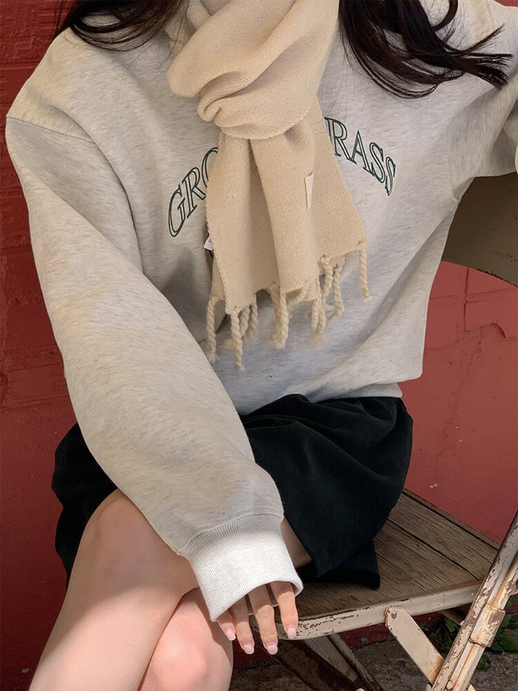 ゆったり 裏起毛 ロゴ スウェット トップス