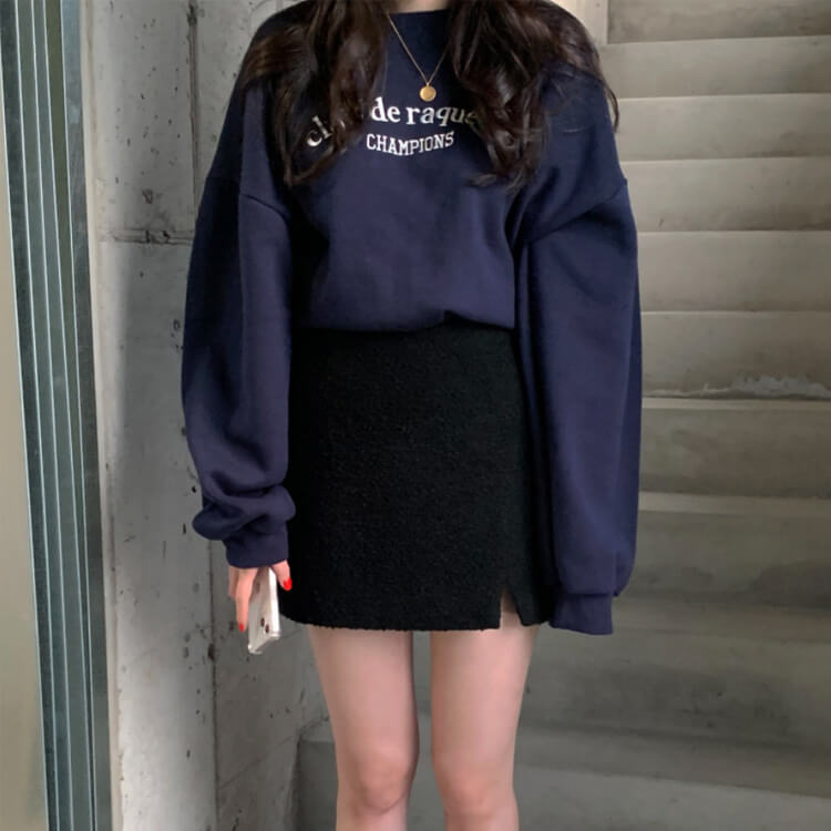 胸元刺繍 裏起毛 プルオーバー スウェット トレーナー