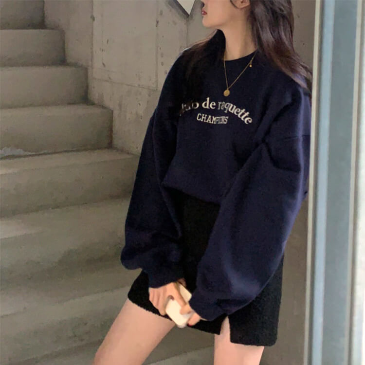 胸元刺繍 裏起毛 プルオーバー スウェット トレーナー