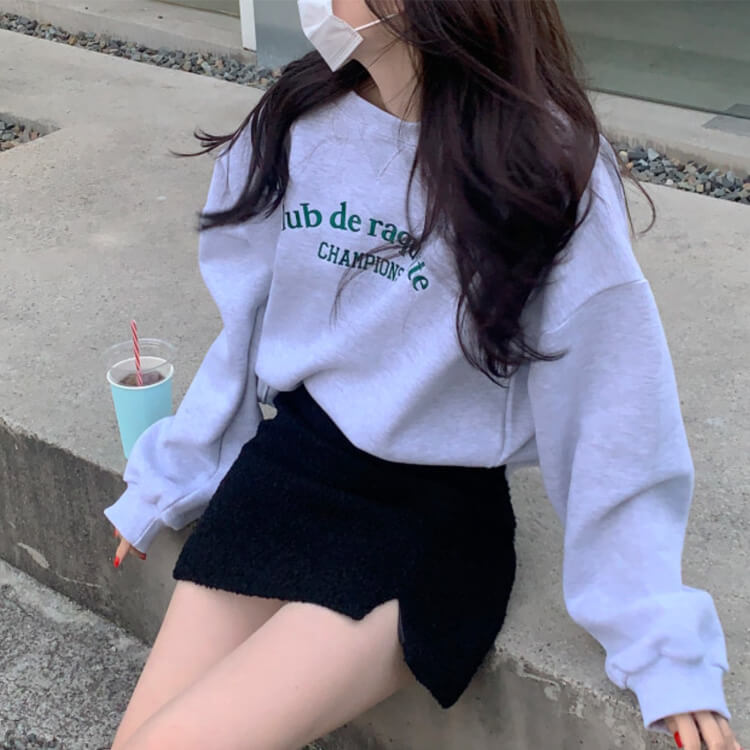 胸元刺繍 裏起毛 プルオーバー スウェット トレーナー