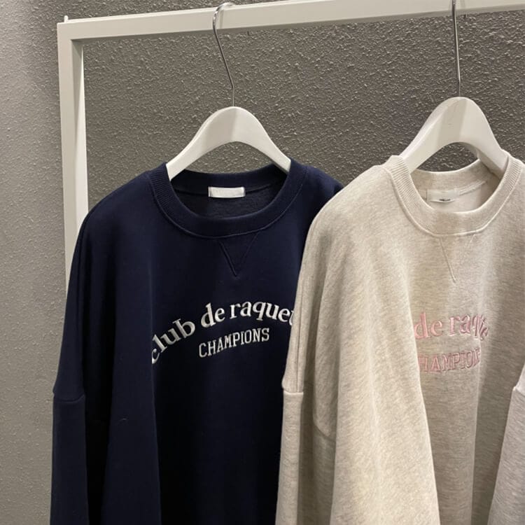 胸元刺繍 裏起毛 プルオーバー スウェット トレーナー