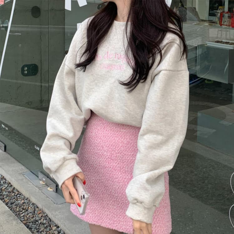 胸元刺繍 裏起毛 プルオーバー スウェット トレーナー