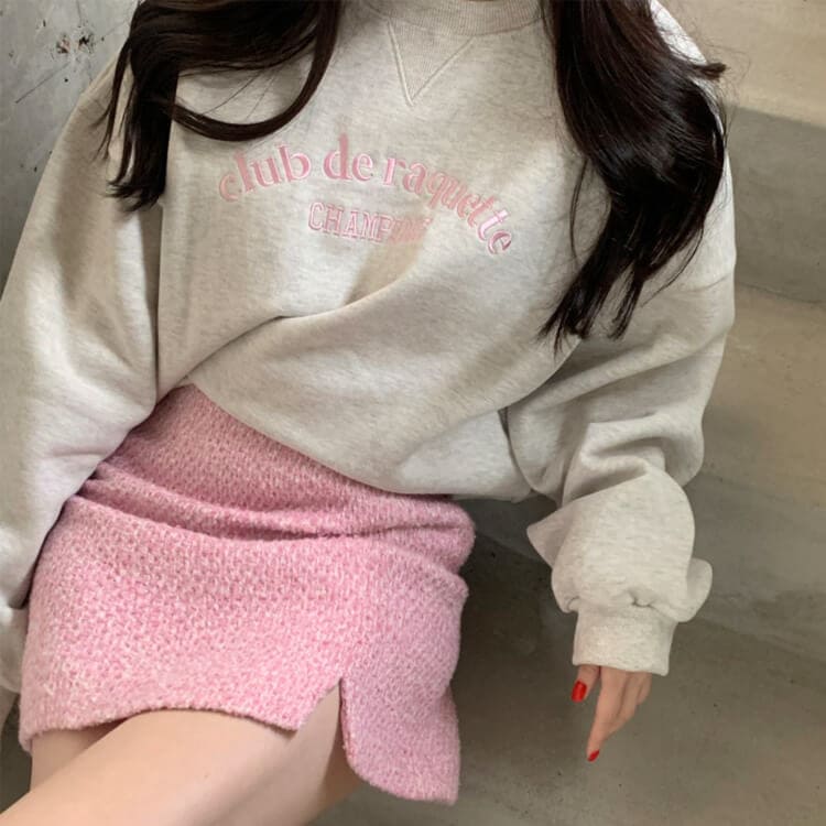 胸元刺繍 裏起毛 プルオーバー スウェット トレーナー