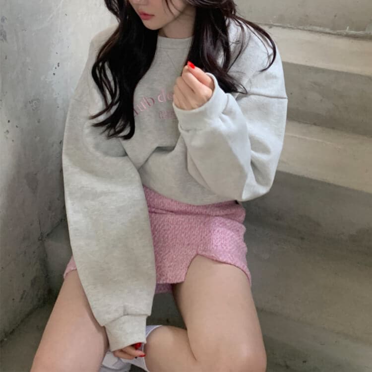 胸元刺繍 裏起毛 プルオーバー スウェット トレーナー