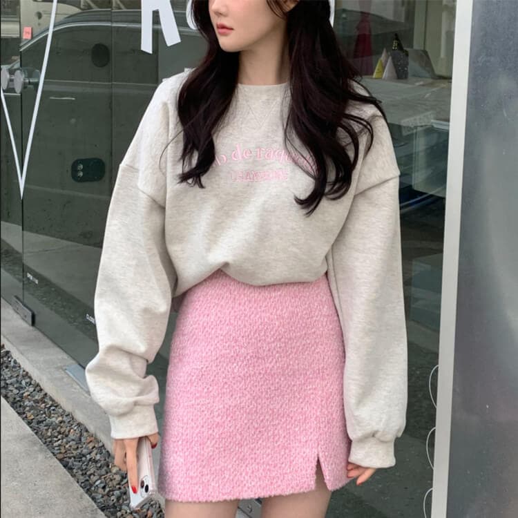 胸元刺繍 裏起毛 プルオーバー スウェット トレーナー