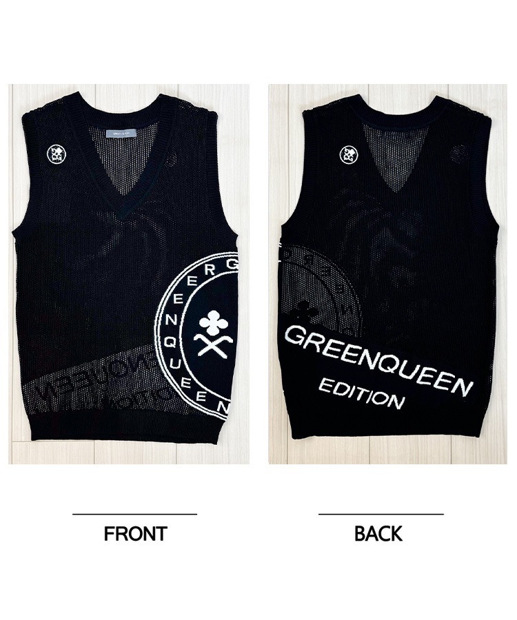 韓国ゴルフウェア Ｖネック シースルー メッシュ ベスト

