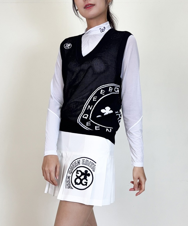 韓国ゴルフウェア Ｖネック シースルー メッシュ ベスト

