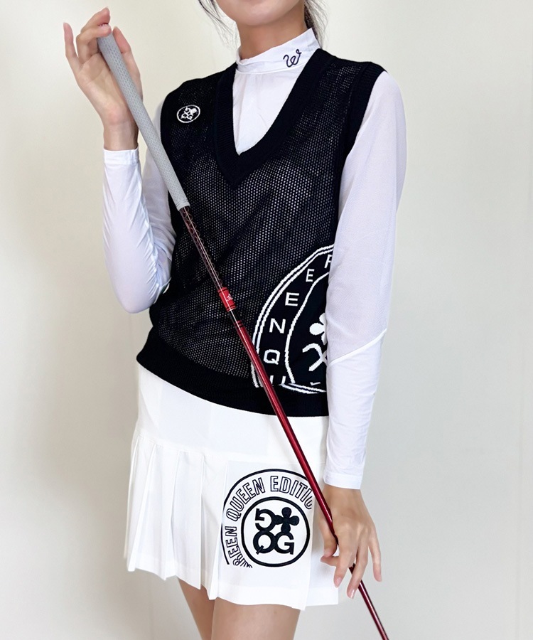 韓国ゴルフウェア Ｖネック シースルー メッシュ ベスト

