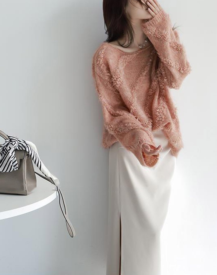 ふんわり ボートネック プルオーバー セーター ニット