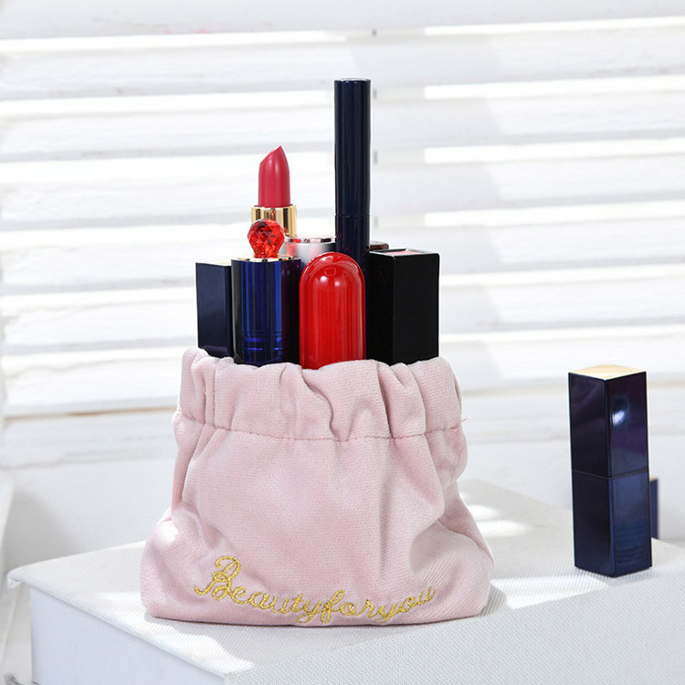 アルファベット刺繍 ビロード メイクポーチ