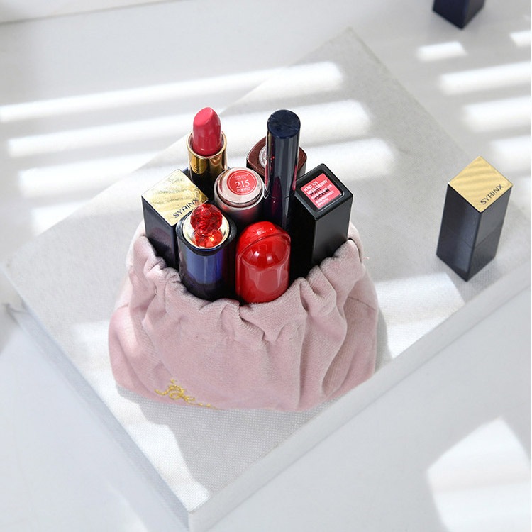 アルファベット刺繍 ビロード メイクポーチ