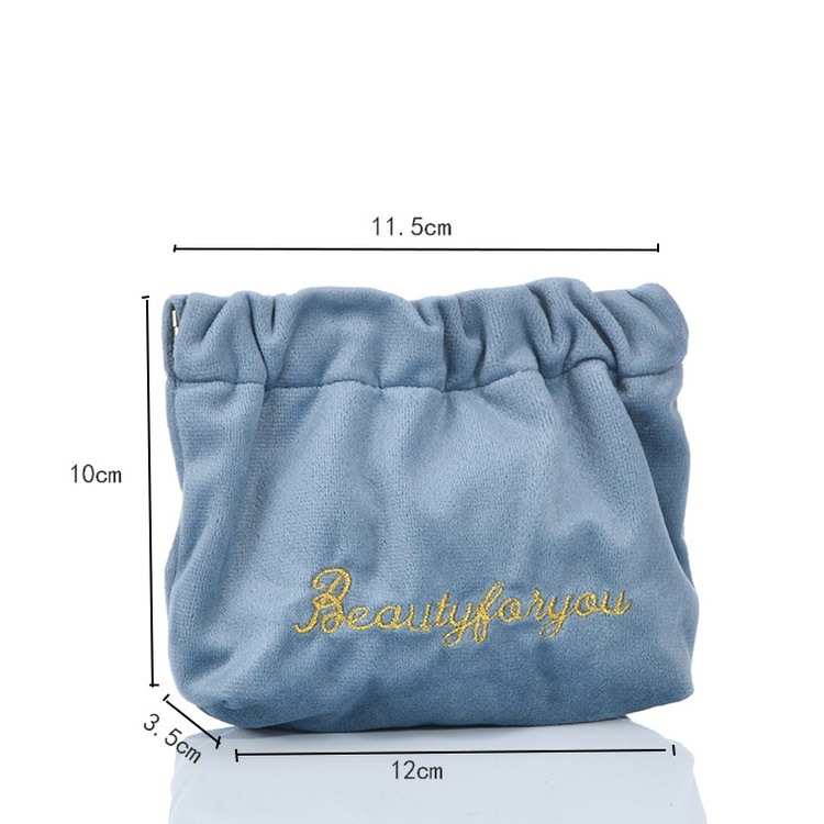 アルファベット刺繍 ビロード メイクポーチ