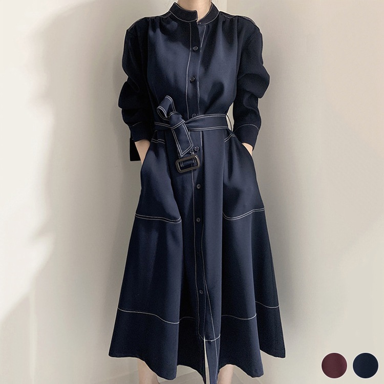 ステッチ ロングコート ワンピース